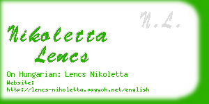 nikoletta lencs business card